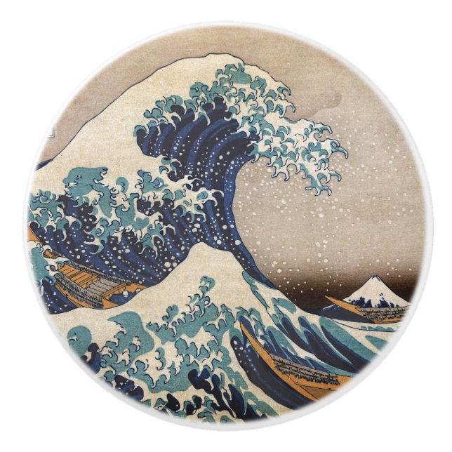 Die große Welle vor Kanagawa Keramikknauf (Vorderseite)