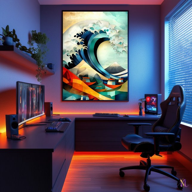 Die Große Welle vor Kanagawa - kubistisch Minimali Poster (Von Creator hochgeladen)