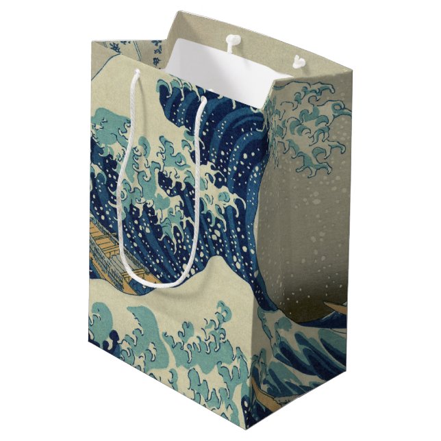 Die große Welle vor Kanagawa Mittlere Geschenktüte (Rückseite Schrägansicht)