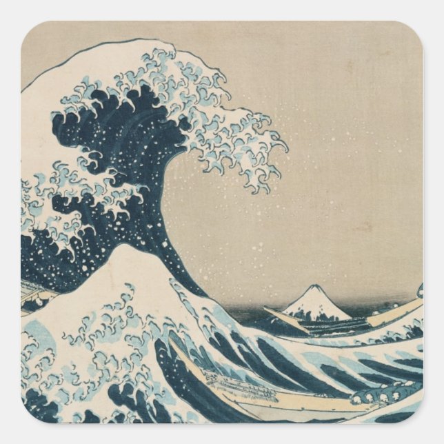Die große Welle vor Kanagawa Quadratischer Aufkleber (Vorderseite)