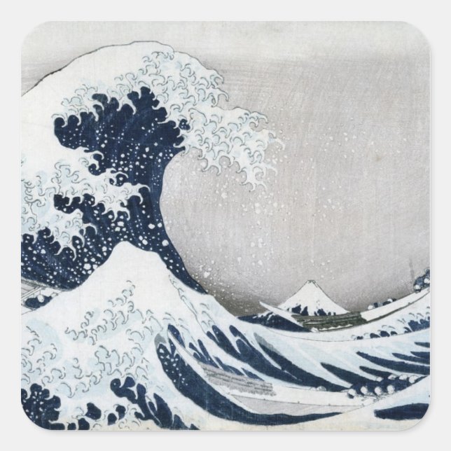 Die große Welle vor Kanagawa Quadratischer Aufkleber (Vorderseite)