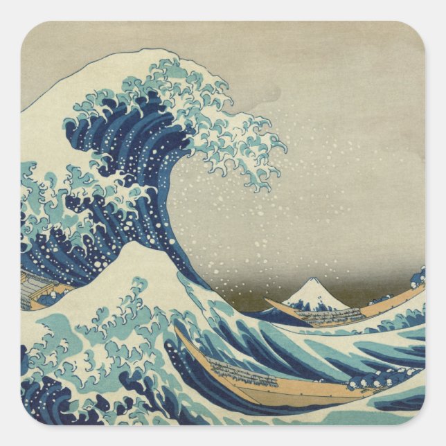Die große Welle vor Kanagawa Quadratischer Aufkleber (Vorderseite)