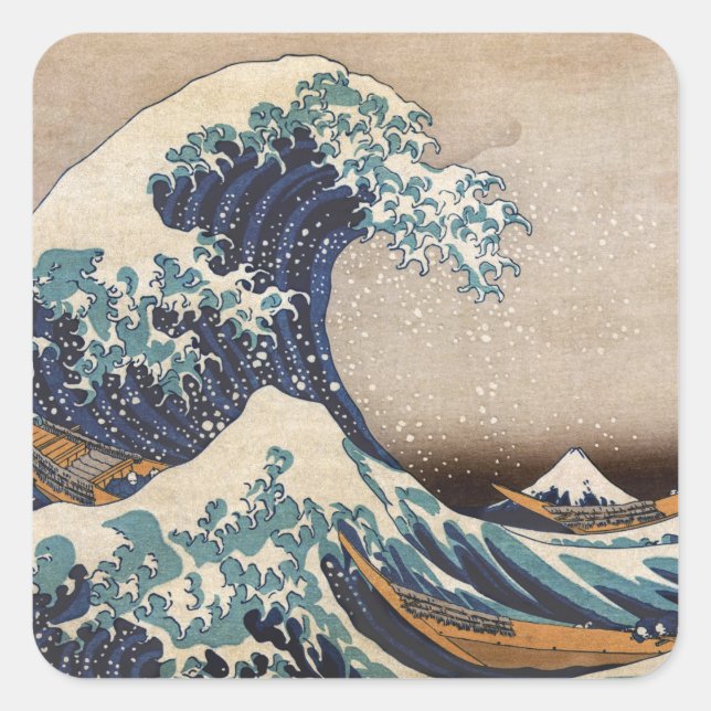 Die große Welle vor Kanagawa Quadratischer Aufkleber (Vorderseite)