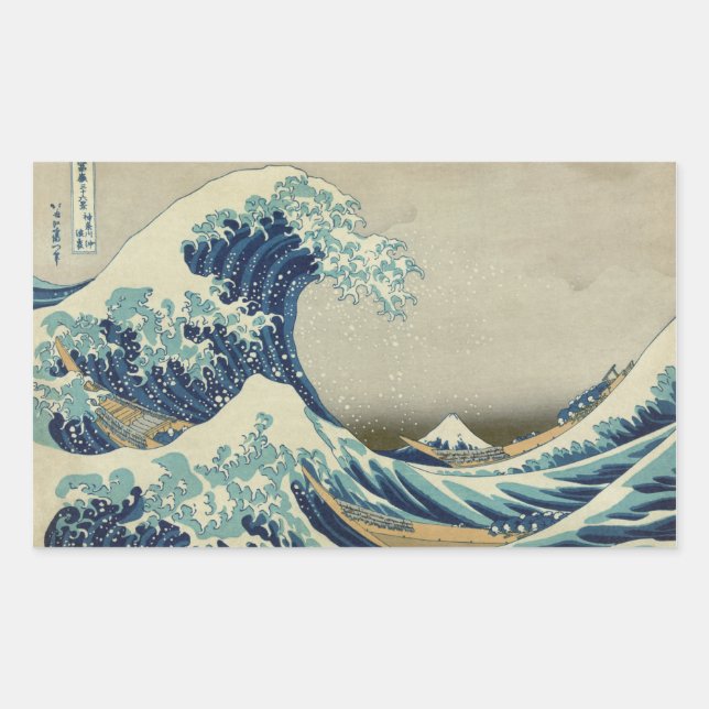 Die große Welle vor Kanagawa Rechteckiger Aufkleber (Vorderseite)