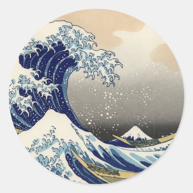 Die große Welle vor Kanagawa Runder Aufkleber (Vorderseite)