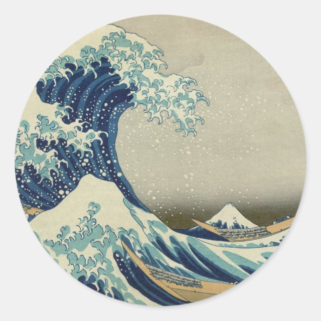 Die große Welle vor Kanagawa Runder Aufkleber (Vorderseite)