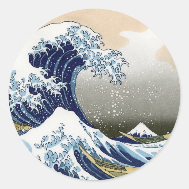 Die große Welle vor Kanagawa Runder Aufkleber (Vorderseite)