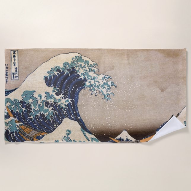 Die große Welle vor Kanagawa Strandtuch (Vorderseite)
