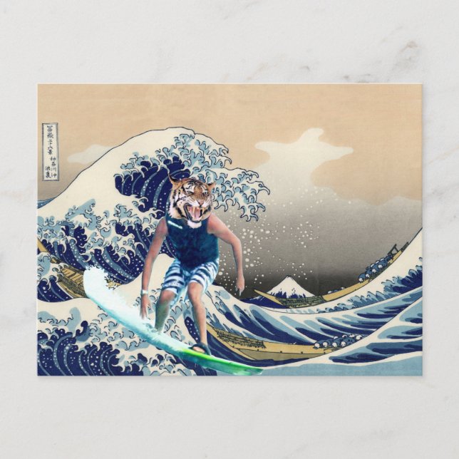Die große Welle vor Kanagawa Tiger Surfer Postkarte (Vorderseite)