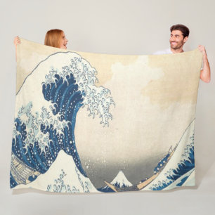 Die große Welle vor Kanagawa Ukiyo-e Japanisch Fleecedecke