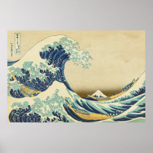 Die große Welle weg vom Ufer von Kanagawa-Plakat Poster