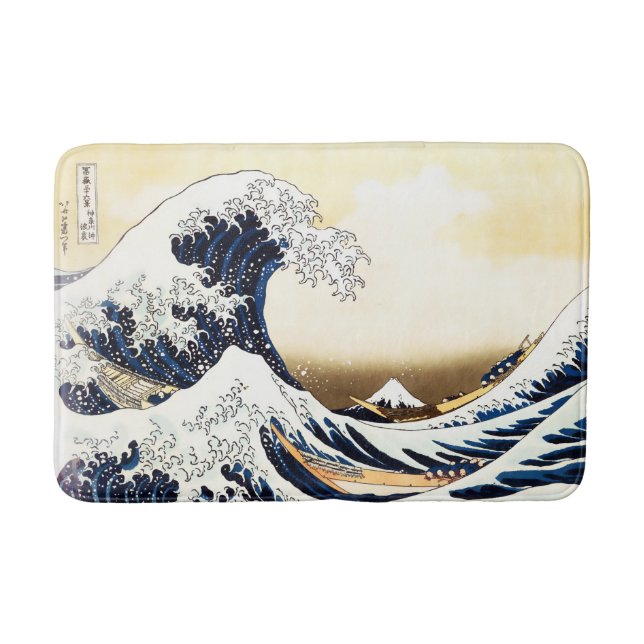 Die große Welle weg von Kanagawa Badematte (Vorderseite)