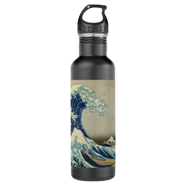 Die große Welle weg von Kanagawa Edelstahlflasche (Vorderseite)