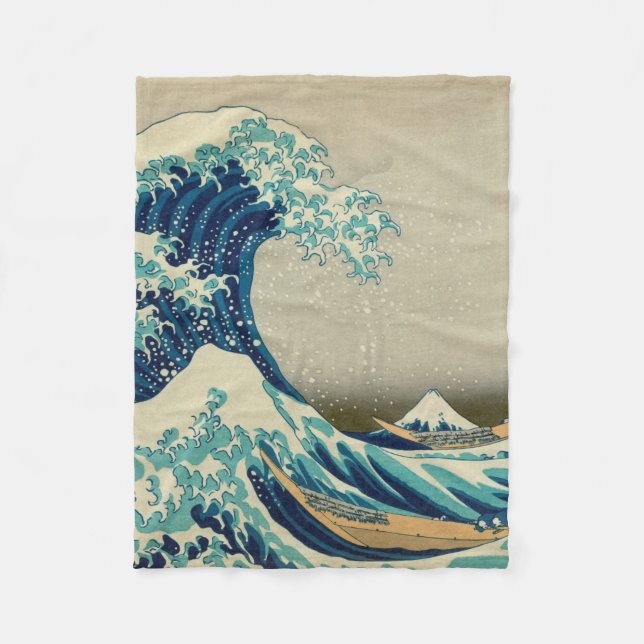 Die große Welle weg von Kanagawa Fleecedecke (Vorderseite)