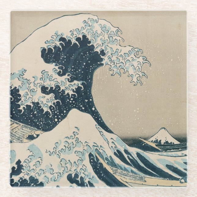 Die große Welle weg von Kanagawa Glasuntersetzer (Vorderseite)