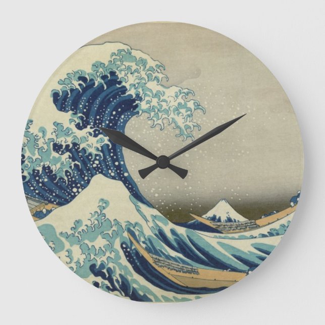 Die große Welle weg von Kanagawa Große Wanduhr (Vorderseite)