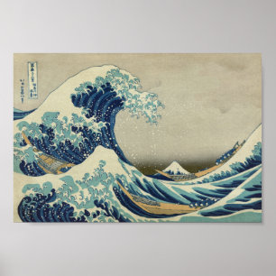 Die große Welle weg von Kanagawa - Hokusai Poster