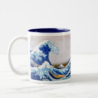 Die große Welle weg von Kanagawa, Hokusai Zweifarbige Tasse