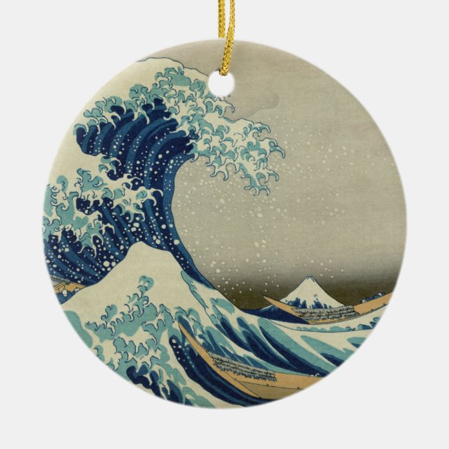 Die große Welle weg von Kanagawa Keramik Ornament (Vorne)