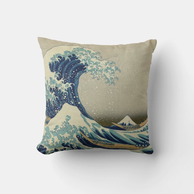 Die große Welle weg von Kanagawa Kissen (Vorderseite)