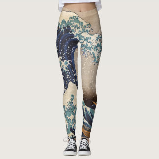 Die große Welle weg von Kanagawa Leggings