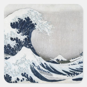 Die große Welle weg von Kanagawa Quadratischer Aufkleber