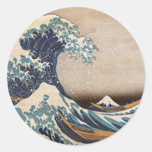 Die große Welle weg von Kanagawa Runder Aufkleber