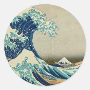 Die große Welle weg von Kanagawa Runder Aufkleber