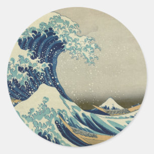 Die große Welle weg von Kanagawa Runder Aufkleber