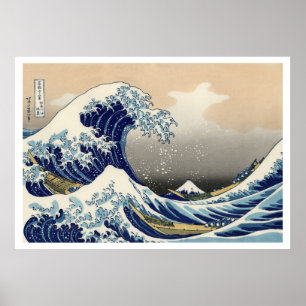 Die große Welle weg von Kanagawa Ukiyo-e Poster