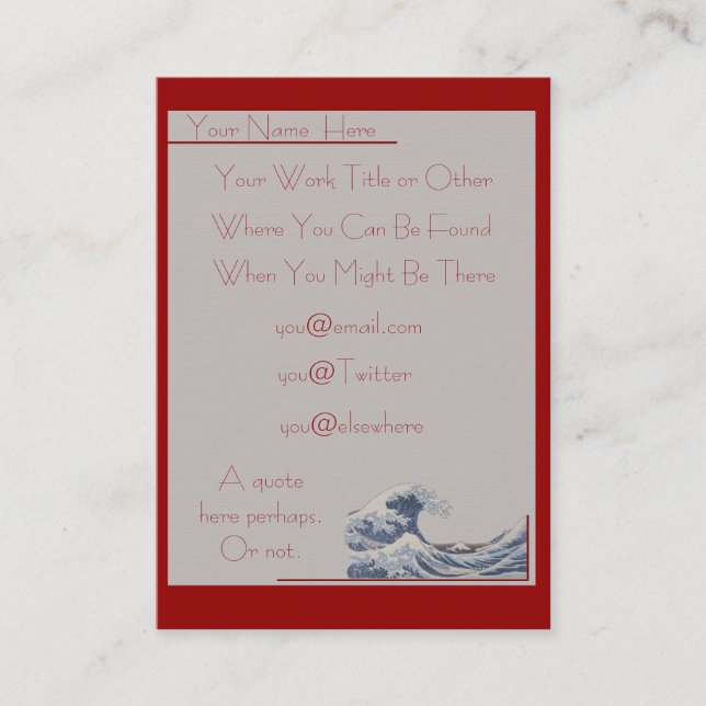 Die große Welle weg von Visitenkarte Kanagawa (Vorderseite)