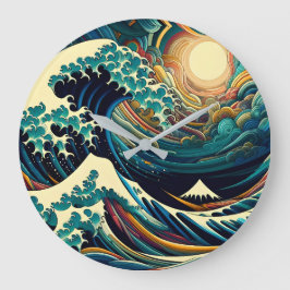 Die große Welle, Welle von Kanagawa v1 Wanduhr