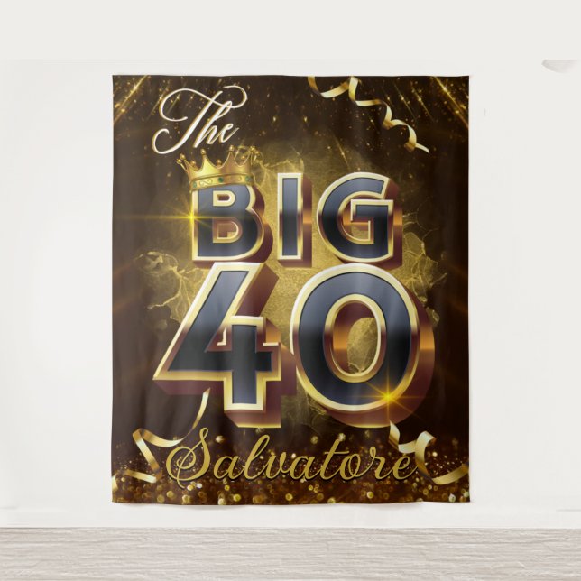 Die großen 40 eleganten Black & Gold Royal zum Geb Wandteppich (Vorderseite)
