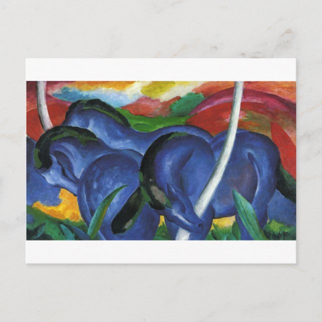 Die großen blauen Pferde von Franz Marc Postkarte (Vorderseite)