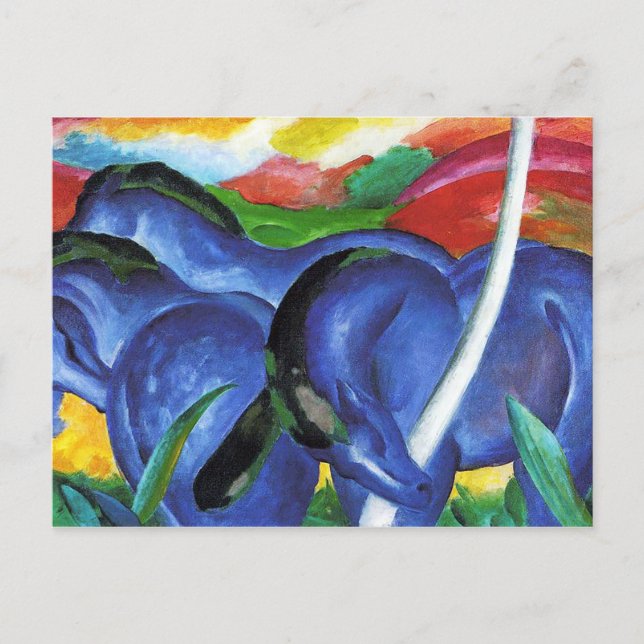 Die großen blauen Pferde von Franz Marc Postkarte (Vorderseite)