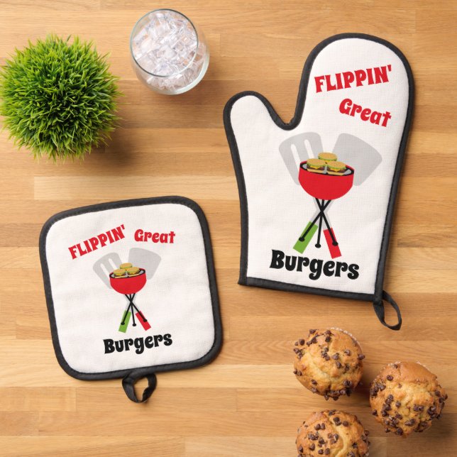 Die großen Burgers von Flippin Ofenhandschuh & Topflappen-Set (Oben Unten)