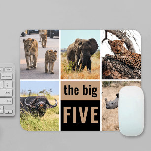 Die großen fünf Wildtiere Afrikanische Safari-Foto Mousepad