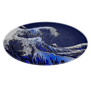 Die großen Hokusai Wellen-Chrom-Kohlenstoff-Blick Schneidebrett