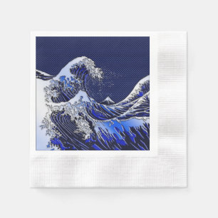Die großen Hokusai Wellen-Chrom-Kohlenstoff-Blick Serviette