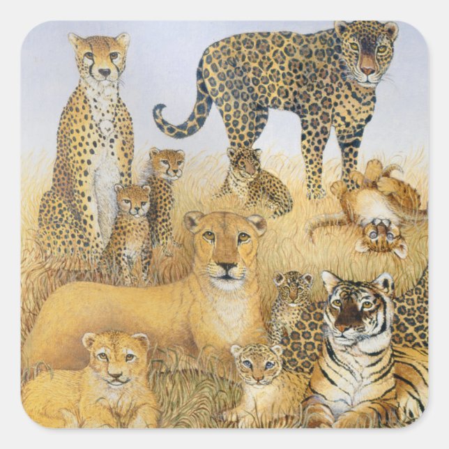 Die großen Katzen Quadratischer Aufkleber (Vorderseite)