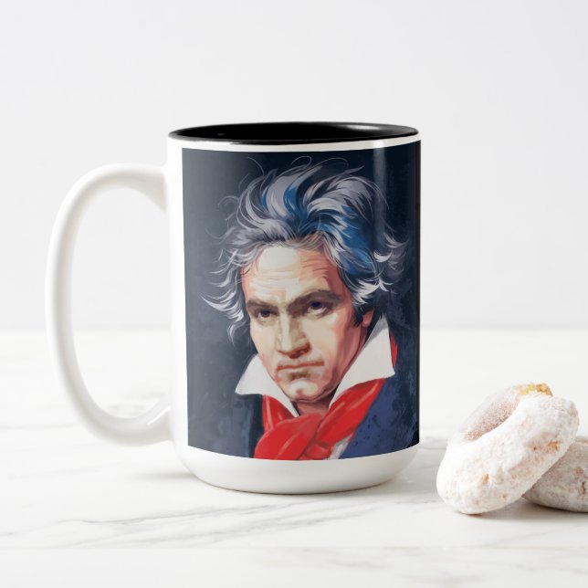 Die großen Komponisten: Beethoven Zweifarbige Tasse (Mit Donut)