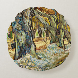 Die großen Platanen von Vincent Van Gogh Rundes Kissen