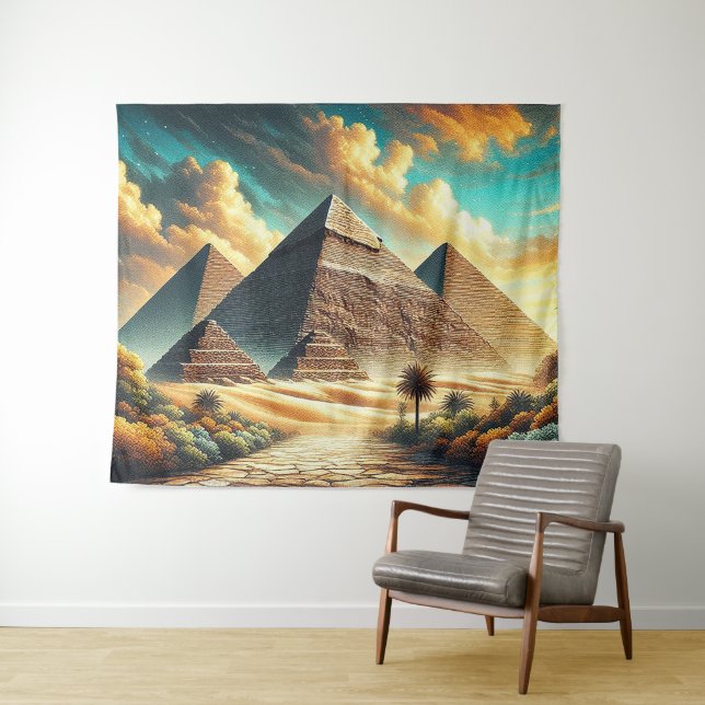 Die großen Pyramiden von Gizeh Ägypten reisen Wandteppich (Beispiel (Horizontal))