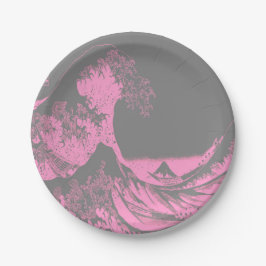 Die großen Wave Paper-Teller rosa und grau Pappteller