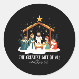 Die Größte Für Alle Weihnachten Jesus Christus Geb Runder Aufkleber