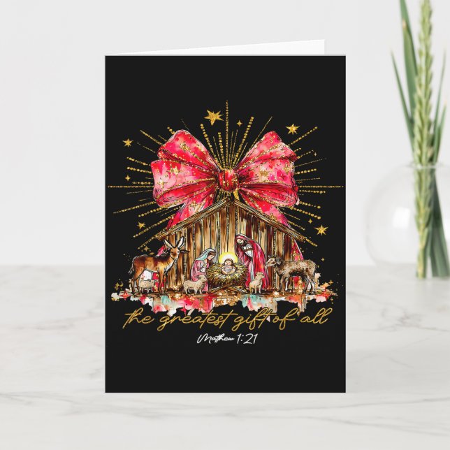 Die größte Gabe aller Weihnachtskrippen christlich Karte (Vorderseite)