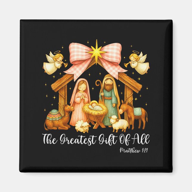 Die größte Gabe aller Weihnachtskrippen christlich Magnet (Vorne)