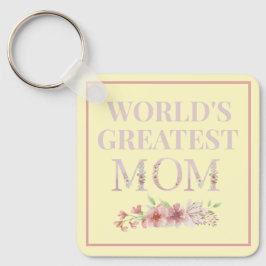 Die größte Mama der Welt Gelb und Blüte Schlüsselanhänger
