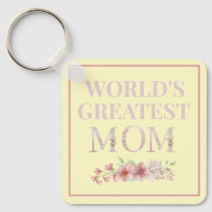 Die größte Mama der Welt Gelb und Blüte Schlüsselanhänger