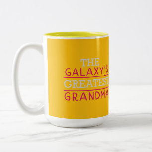 Die größte Oma der Galaxie Gelb und Grün Flo Zweifarbige Tasse